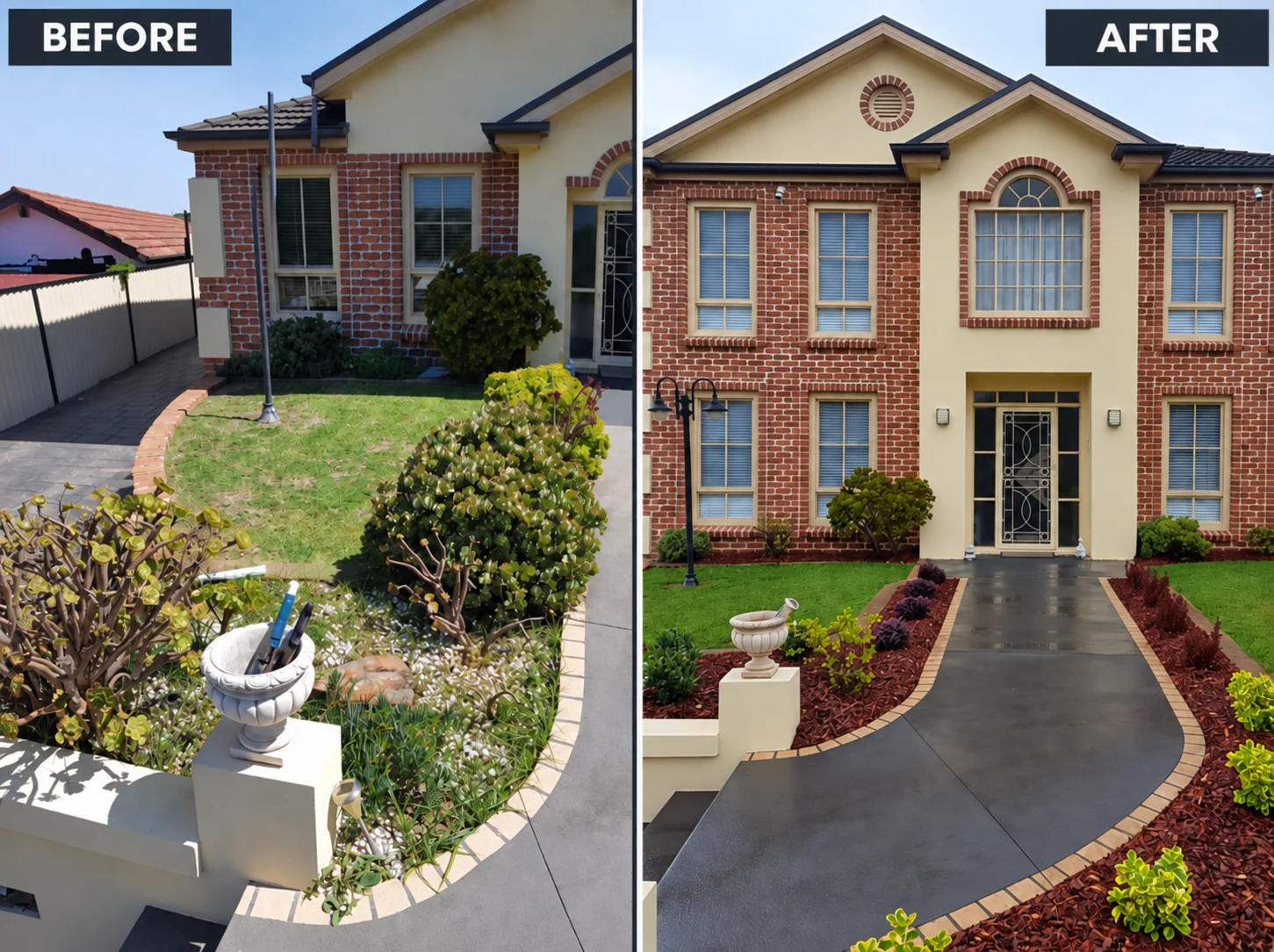Before and after front entrance garden makeover