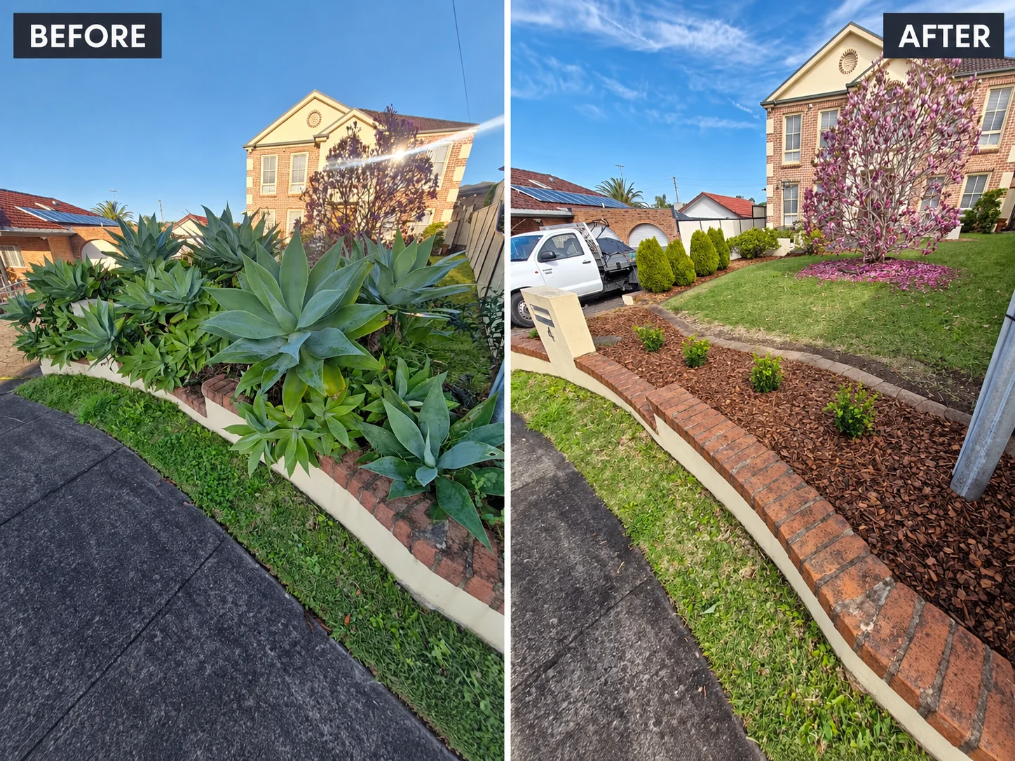 Before and after front garden renewal